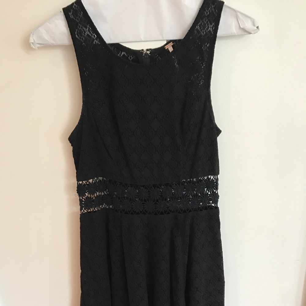 Free People Black Lace Cut out Flower Dress